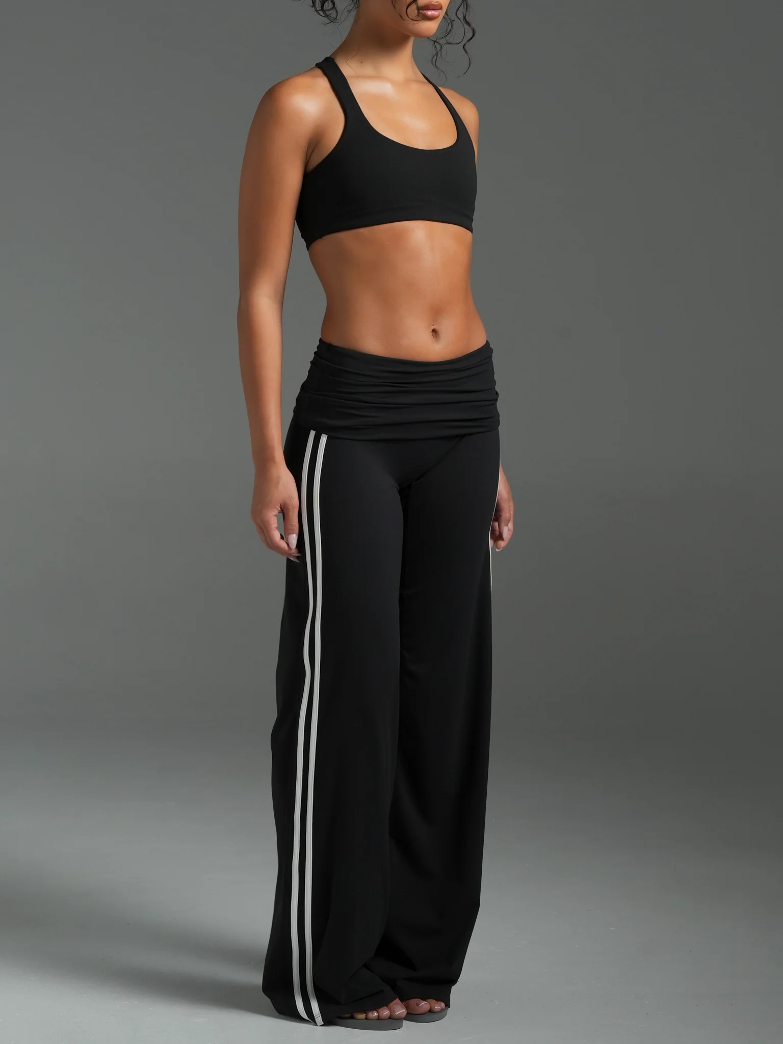 FLX Foldover Stripe Wide Leg Bottoms