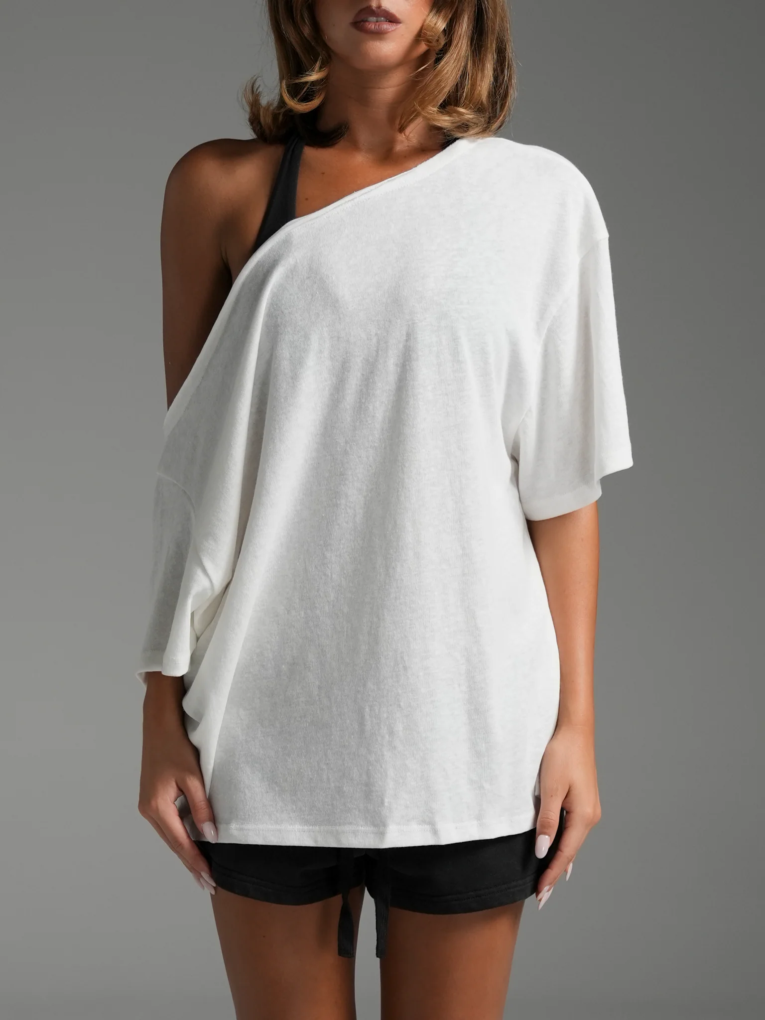 Off-Shoulder Slub Tee