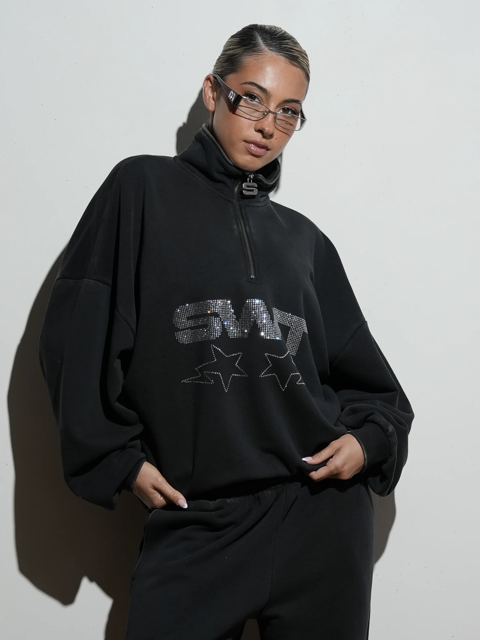 Rhinestone Oversized Quarter Zip - Image 2